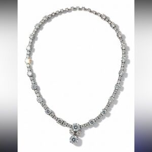 Eisenberg Vintage Necklace Signed Pendant Clear Rhinestone Necklace 1950’s